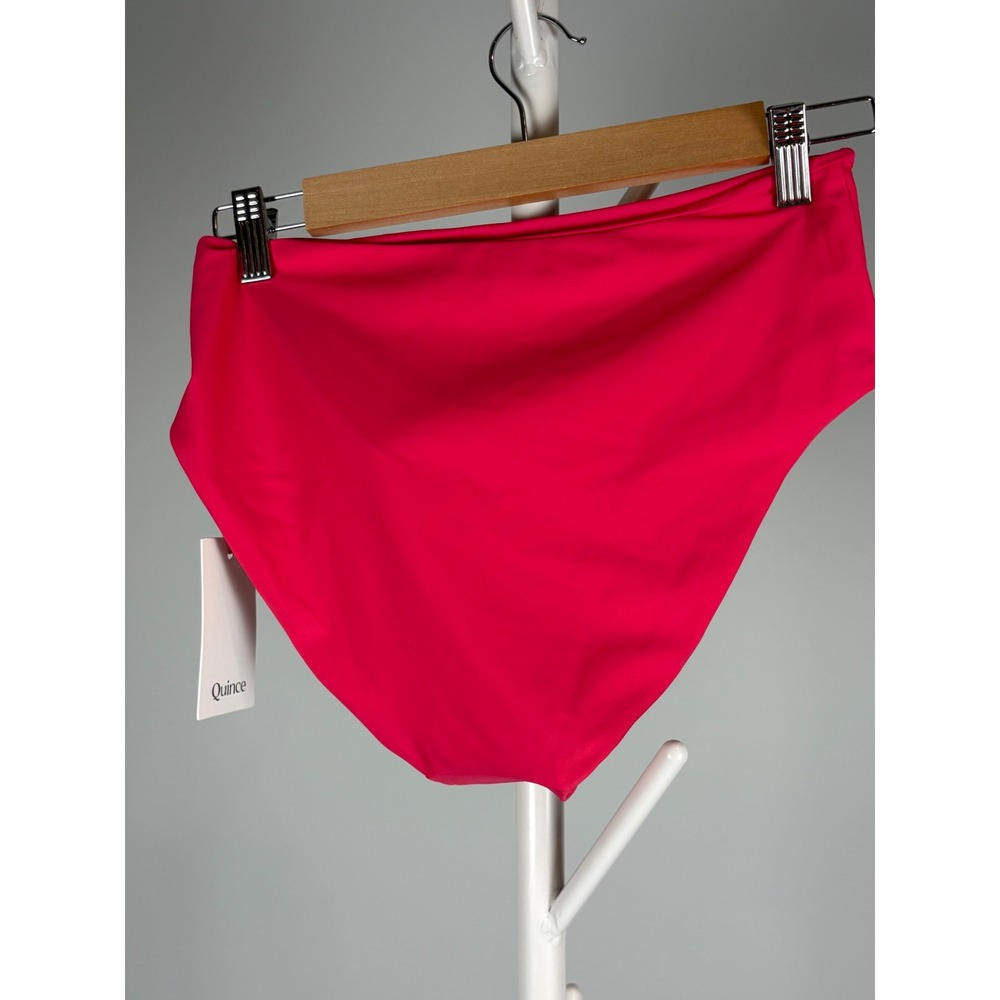 Quince Pink High Waisted Bikini Bottoms Recycled Polyamide ATG001 Womens Size M - Picture 2 of 4